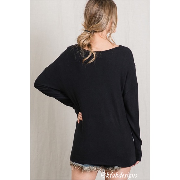 ❤️LAST ONE! Multi Wear Neckline Super Soft, Leopard Accent, Dolman Sleeve Top - Picture 9 of 9